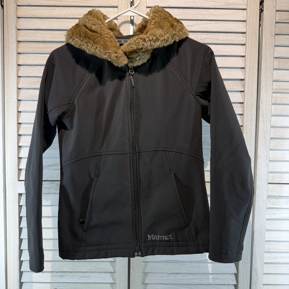 Marmot Winter Jacket  With Faux‎ Fur Lined Hood Womens Size XS Black